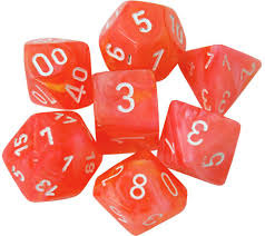 7 Dahlia/white Festive Polyhedral Dice Set - CHX30005
